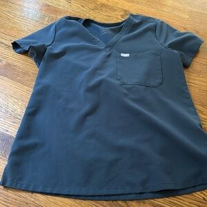 Figs one pocket scrub top dark grey